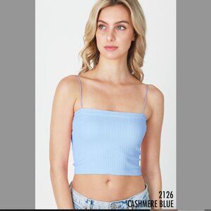 New Cashmere Blue Spaghetti Strap Crop Top One Size